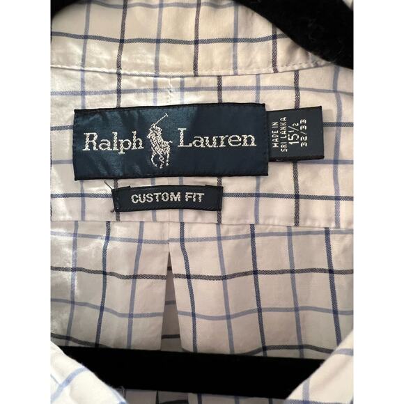 063 Ralph Lauren Custom Fit Long Sleeve Button Down Plaid Shirt  Size 15 1/2 - Picture 3 of 4